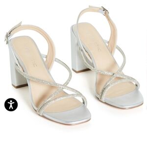 City Chic Silver wide width block heels